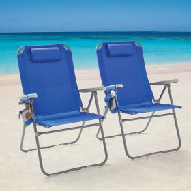 2-Pack 4-Position Oversize Beach Chair; Blue